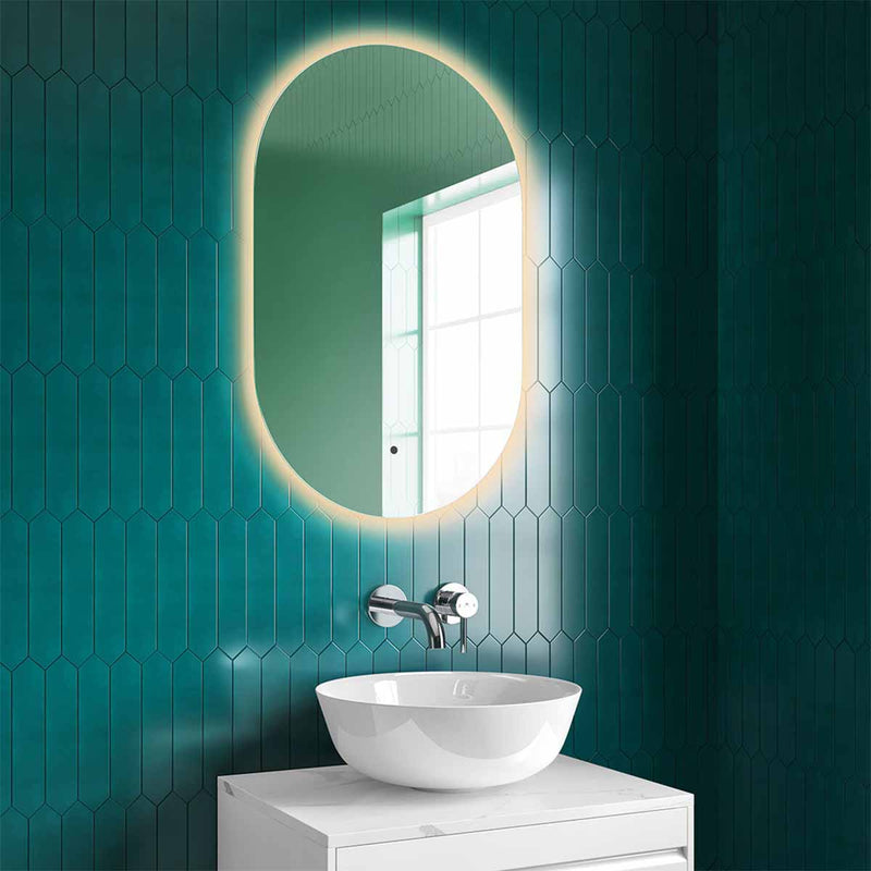 Abbie 50 LED Illuminated Oval Mirror 800x500mm Warm Light