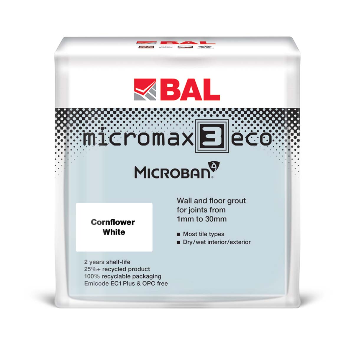 BAL micromax 3 eco wall and floor tile adhesive cornflower white