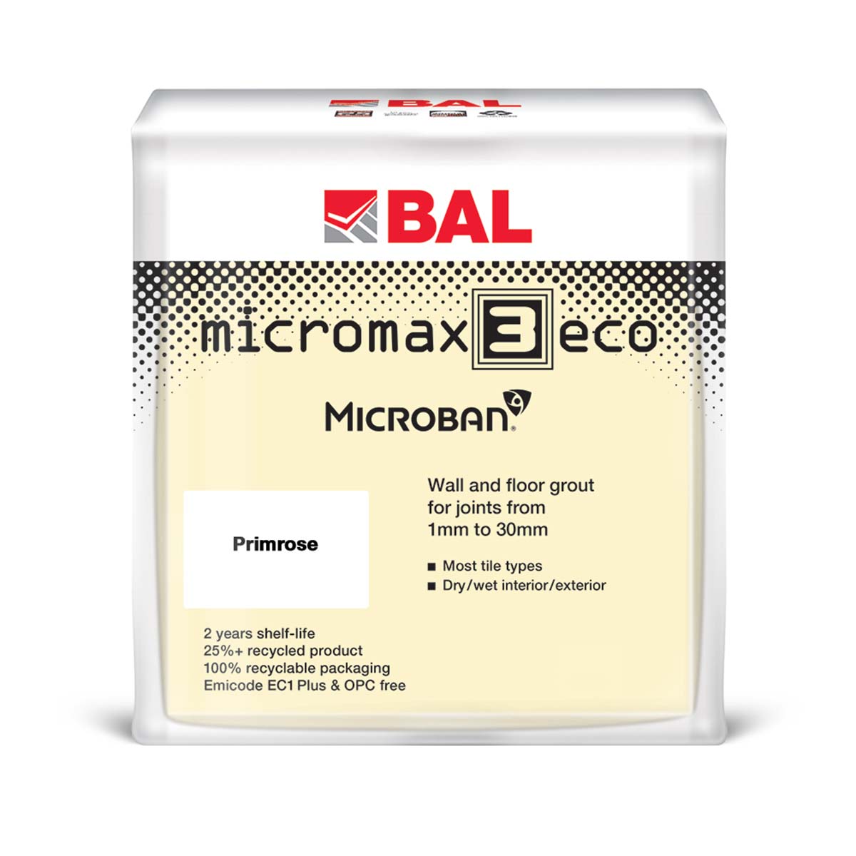 BAL micromax 3 eco wall and floor tile adhesive primrose