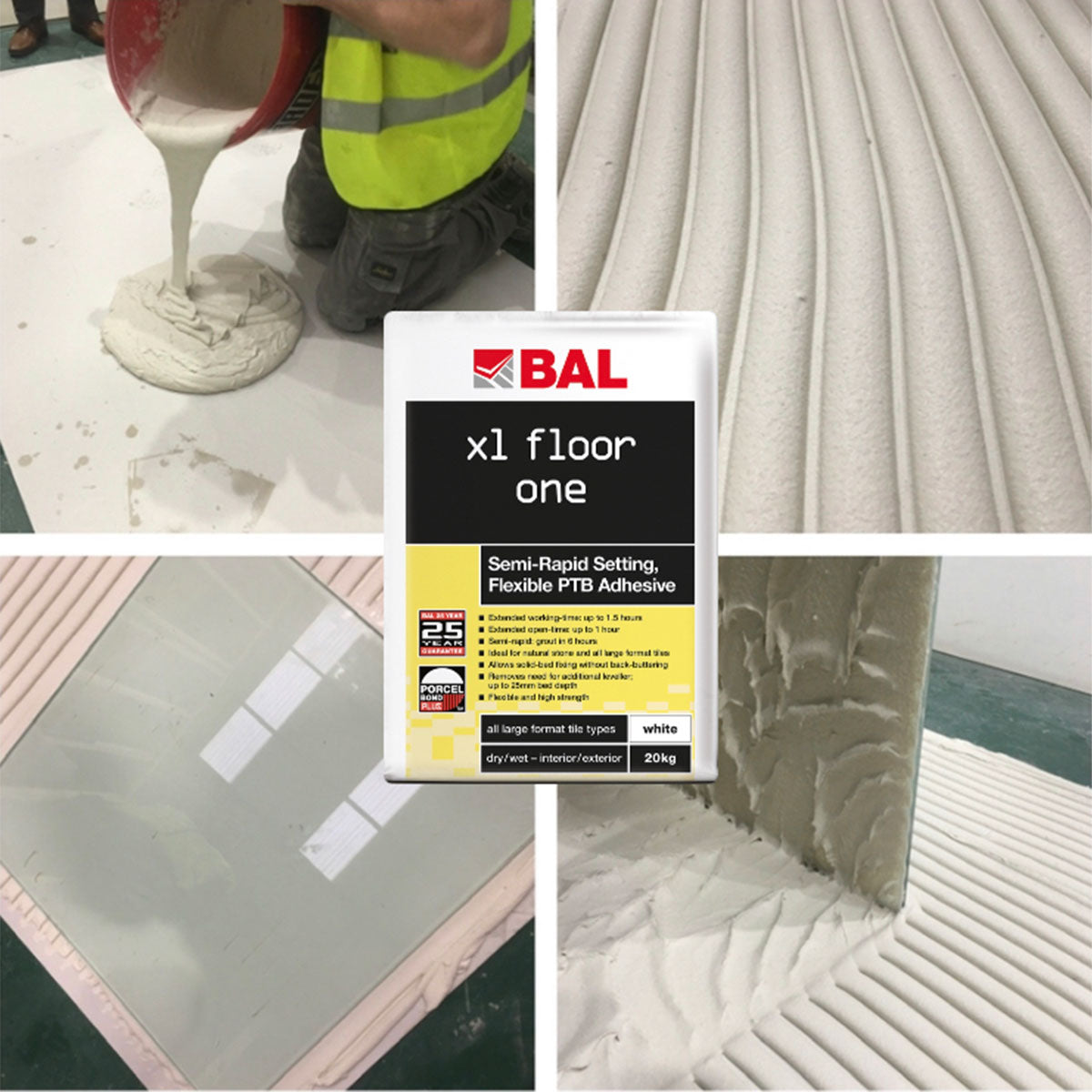 BAL XL Floor One Rapid Flexible Tile Adhesive White 20kg