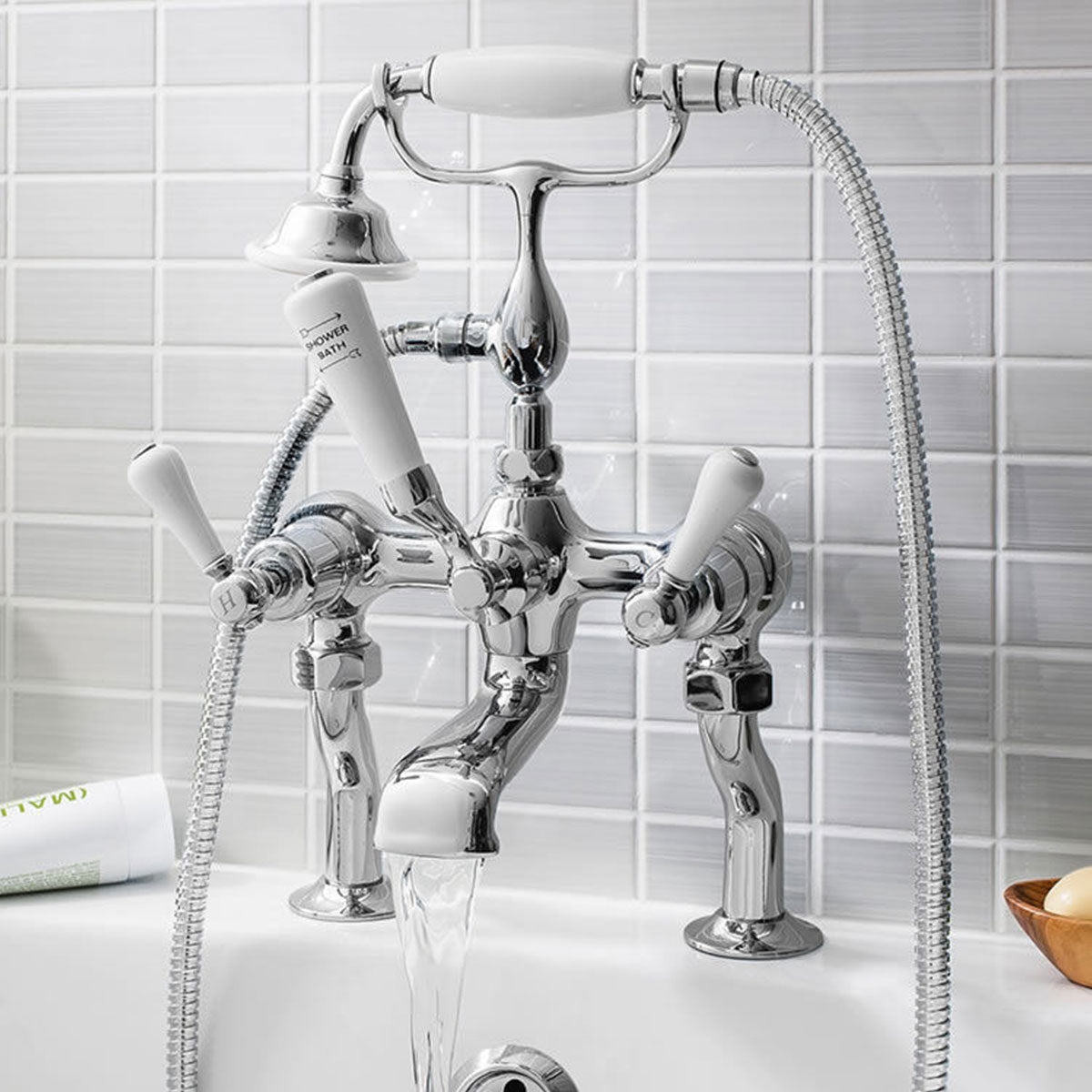 Crosswater Belgravia Lever Bath Shower Mixer With Handheld Kit - Chrome