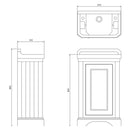 Burlington Edwardian 510mm Cloakroom Basin and Floorstanding Vanity Unit Classic Diagram Deluxe Bathrooms Ireland