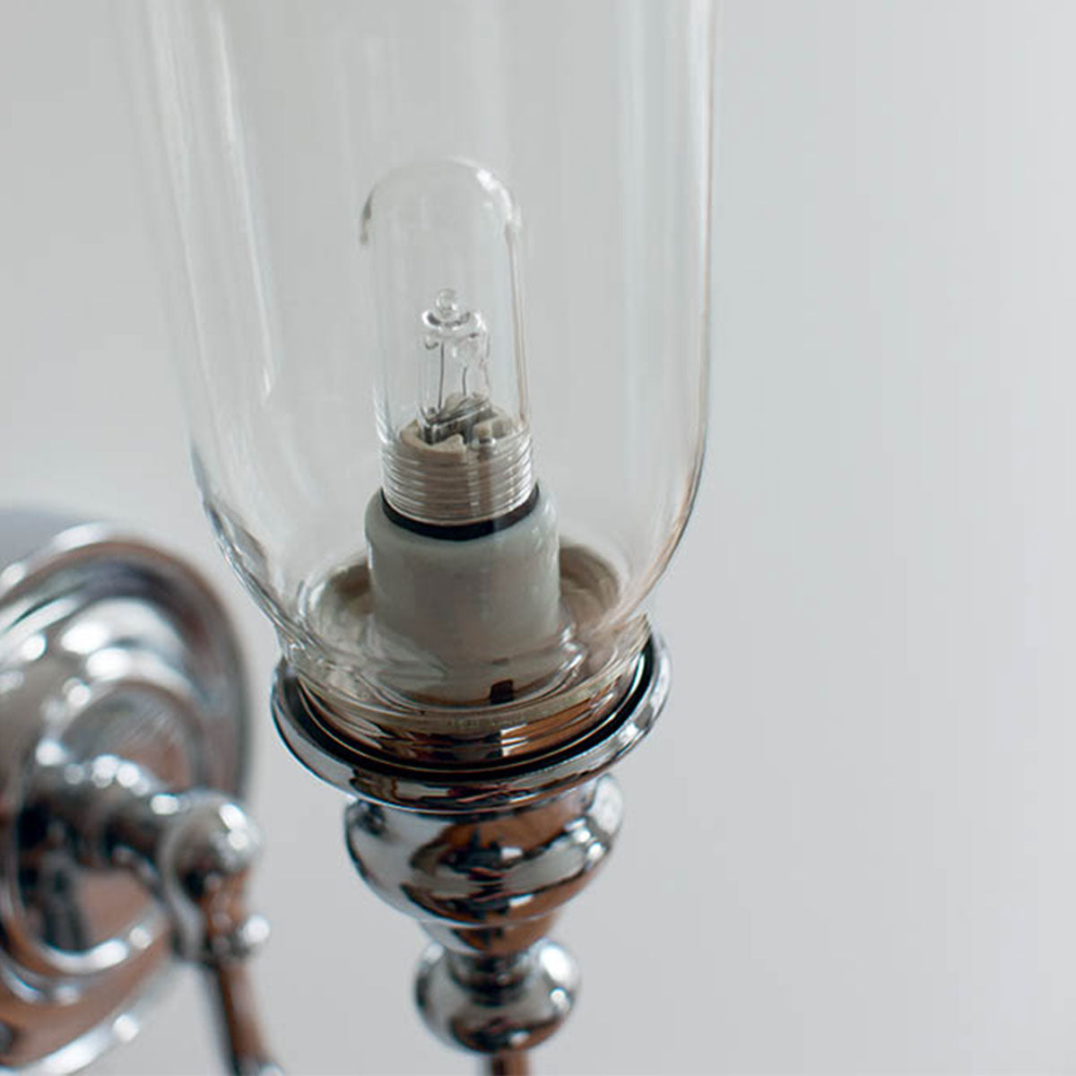 Burlington Ornate Light with Chrome Base and Vase Clear Glass Shade Feature Deluxe Bathrooms Ireland