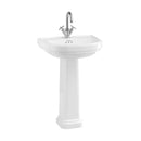Burlington Riviera D Shaped Full Pedestal 580mm 1 tap hole White Deluxe Bathrooms Ireland