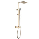 Camden Dual Outlet Exposed Thermostatic Shower Bar Valve With Rigid Riser Handset and Shower Head - Brushed Brass