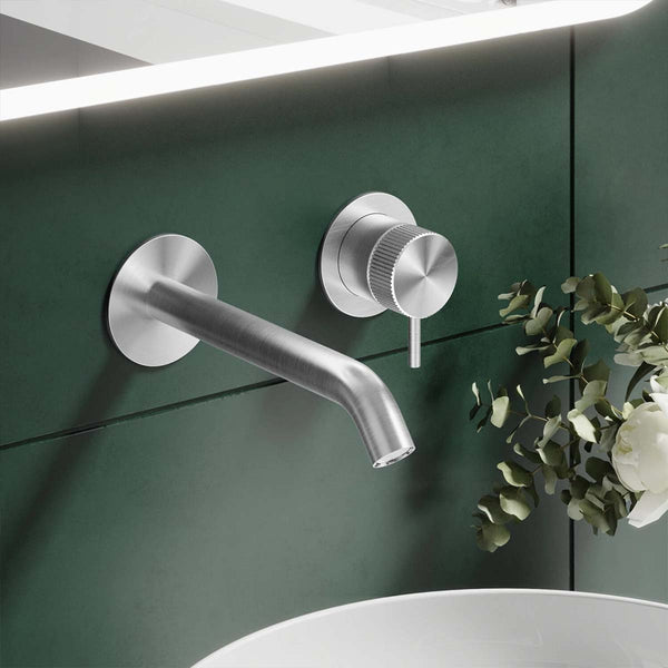 Crosswater 3ONE6 2 Hole Wall Mounted Basin Mixer Tap - 316 Stainless Steel Lifestyle