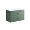 crosswater canvass 2 drawer wall hung vanity unit with carrara marble effect worktop sage green