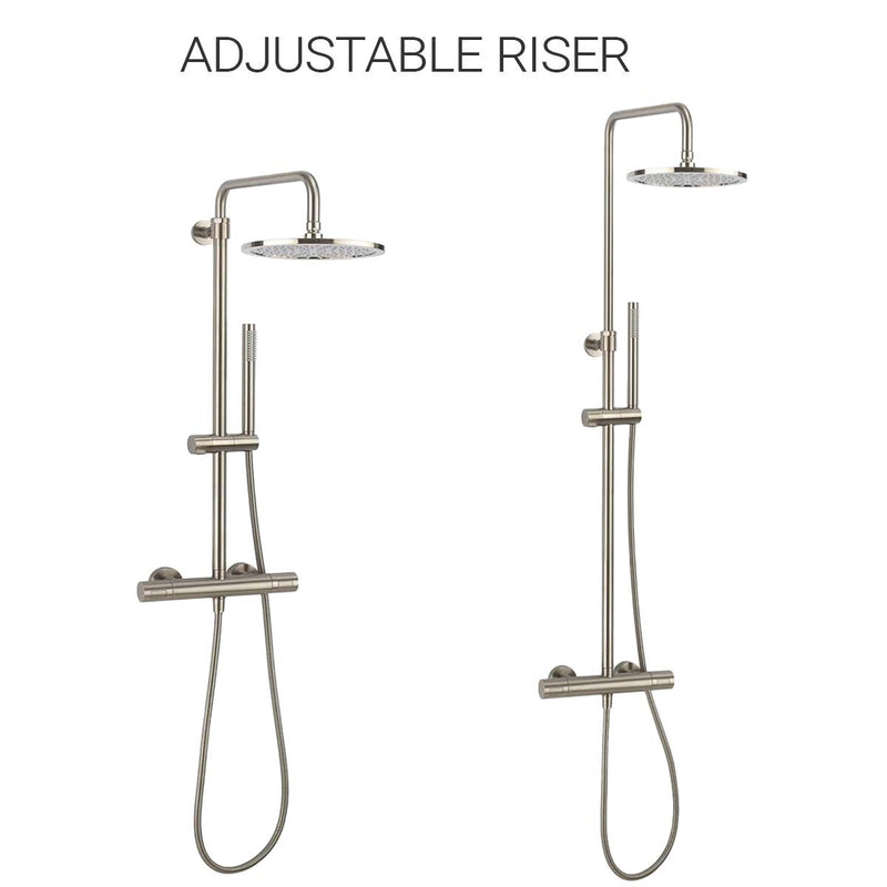Crosswater Central Multifunction Thermostatic Shower Kit Brushed Stainless Steel Adjustable Riser