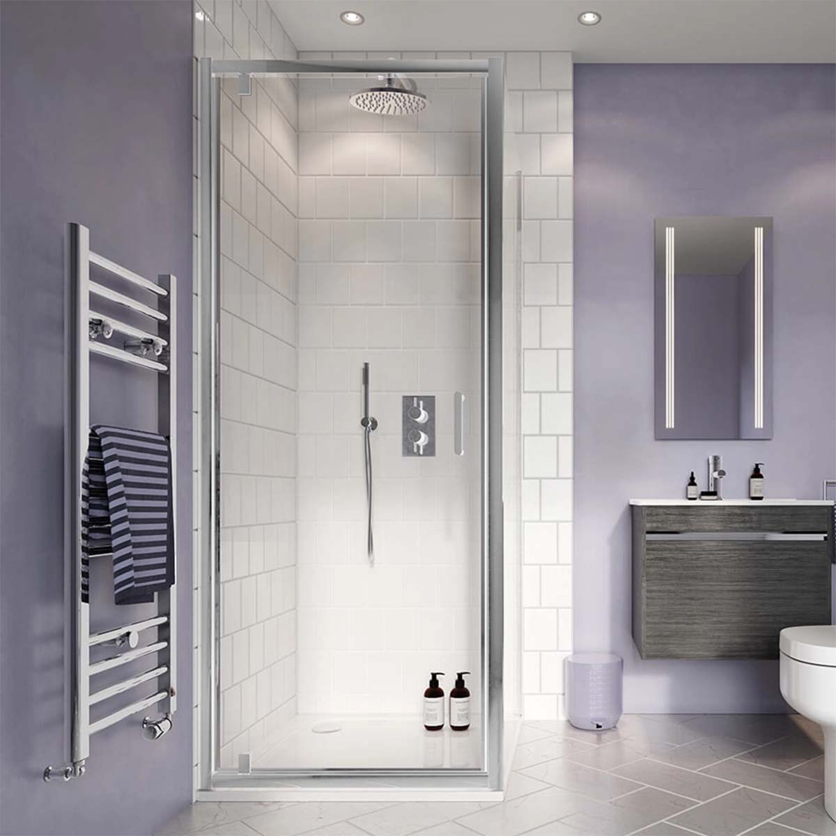 Crosswater Kai 2 Outlet Thermostatic Shower Valve with Pencil Handset and Fixed Overhead Lifestyle