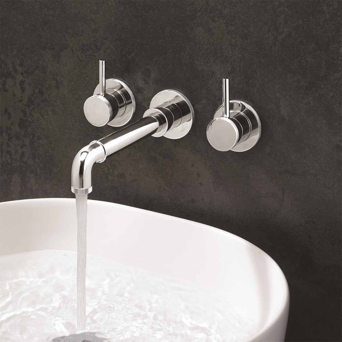 Crosswater MPRO Industrial Basin 3 Hole Wall Set Tap Chrome Lifestyle