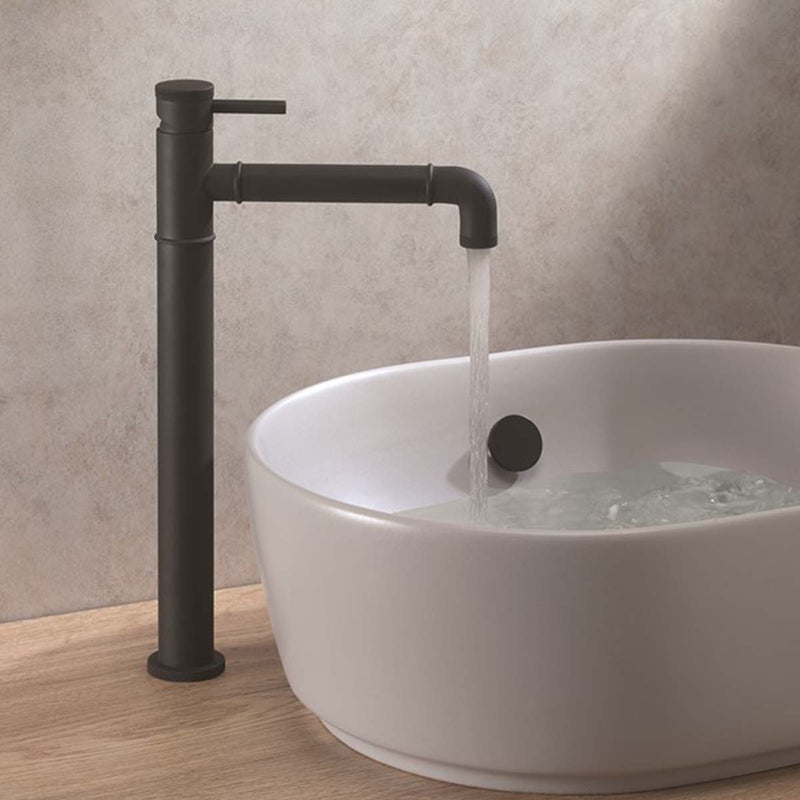 Crosswater MPRO Industrial Basin Tall Mono Mixer Tap Carbon Black Lifestyle