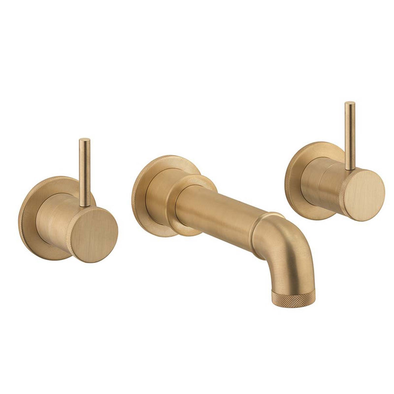 Crosswater MPRO Industrial Bath Spout and Wall Stop Taps Unlacquered Brass