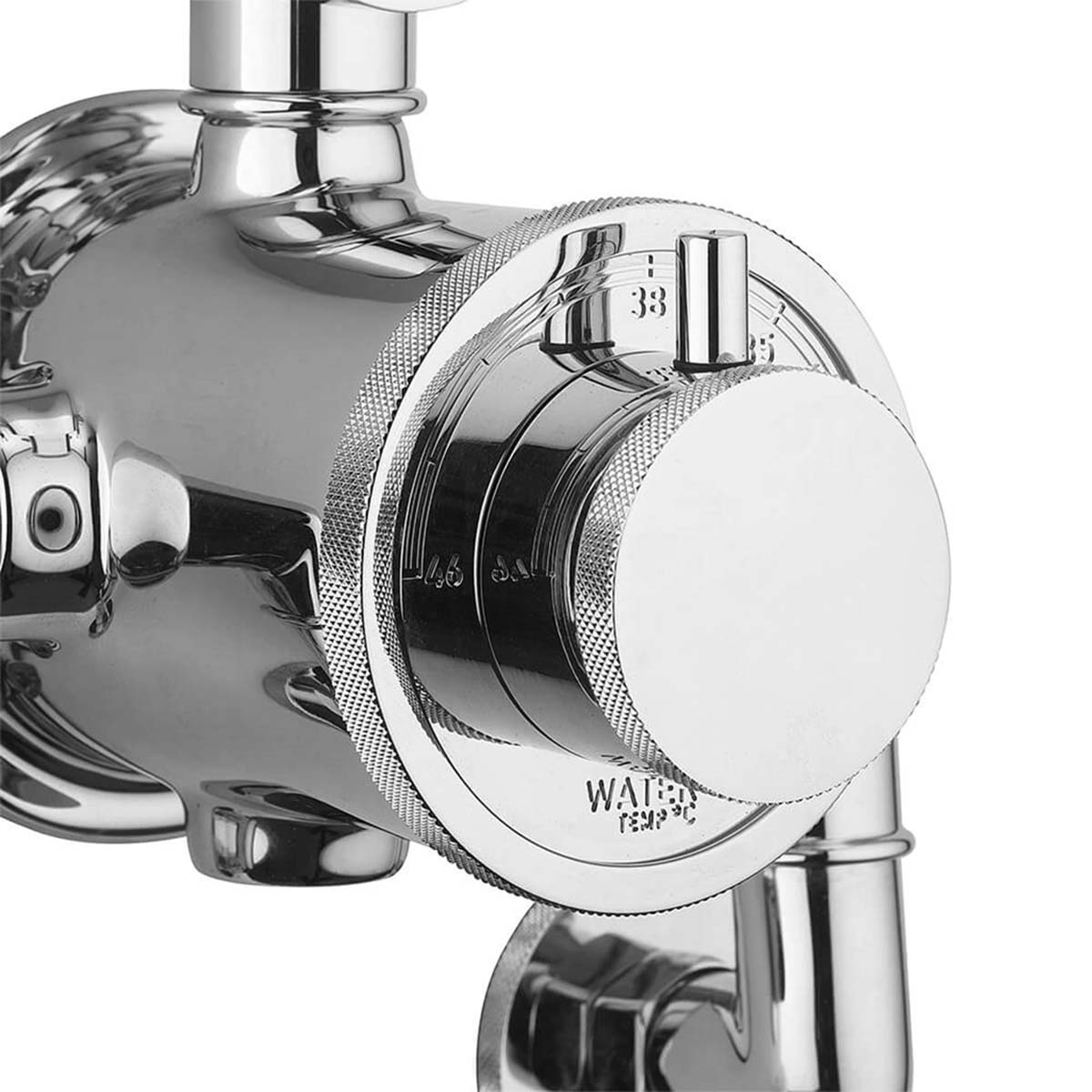 Crosswater MPRO Industrial Dual Outlet Valve With Rigid Riser and Shower Set With Overhead Chrome Detail