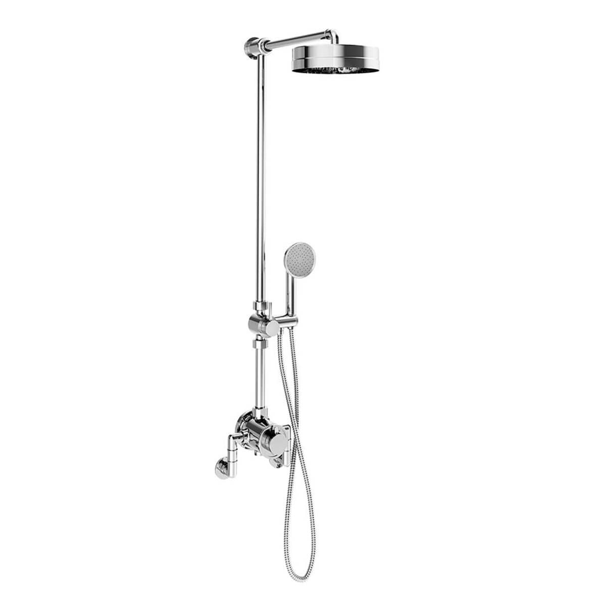 Crosswater MPRO Industrial Dual Outlet Valve With Rigid Riser and Shower Set With Overhead Chrome