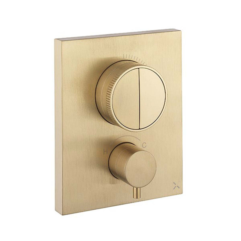 Crosswater MPRO Push Dual Outlet Thermostatic Shower Valve Brushed Brass