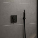 Crosswater MPRO Push Dual Outlet Thermostatic Shower Valve With Pencil Handset and Bath Spout Matt Black Lifestyle