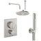 Crosswater MPRO Push Dual Outlet Thermostatic Shower Valve With Pencil Handset and Fixed Overhead Brushed Stainless Steel