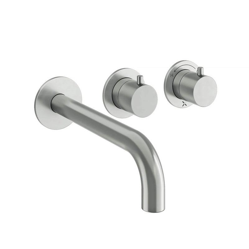Crosswater Module Bath Spout and Wall Stop Taps Brushed Stainless Steel