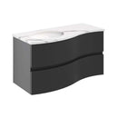 Crosswater Svelte 1000mm Double Drawer Wall Hung Vanity Unit With Calcutta Marble Effect Basin Onyx Black