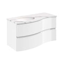 Crosswater Svelte 1000mm Double Drawer Wall Hung Vanity Unit With Calcutta Marble Effect Basin White Gloss