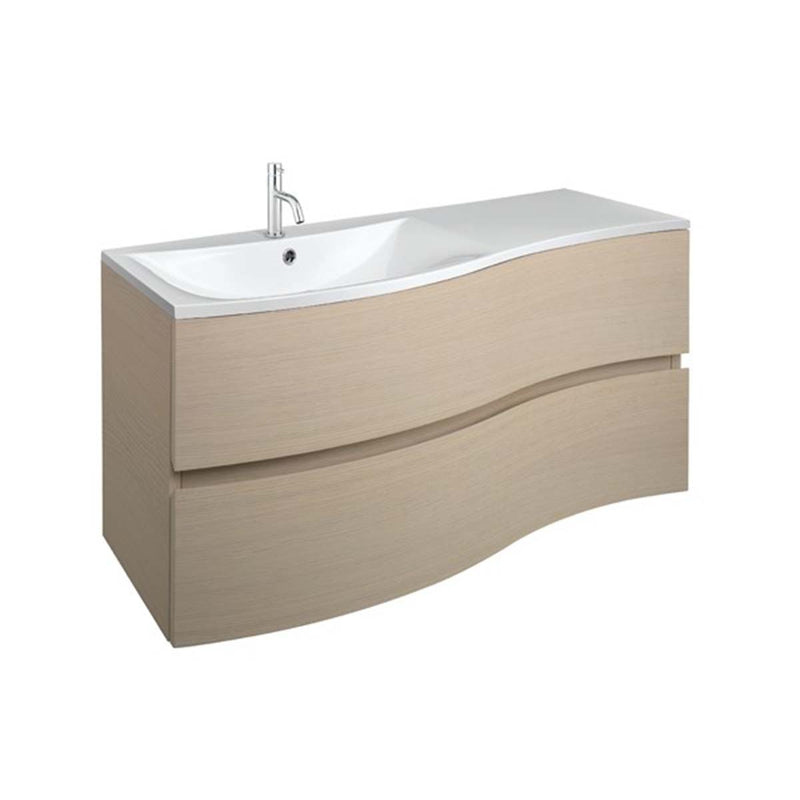 Crosswater Svelte 1000mm Double Drawer Wall Hung Vanity Unit With Cast Mineral Marble Basin Castilla Oak