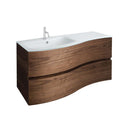 Crosswater Svelte 1000mm Double Drawer Wall Hung Vanity Unit With Ice White Glass Basin American Walnut