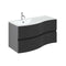 Crosswater Svelte 1000mm Double Drawer Wall Hung Vanity Unit With Ice White Glass Basin Onyx Black