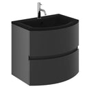 Crosswater Svelte 600mm Double Drawer Wall Hung Vanity Unit With Midnight Black Glass Basin Onyx Black