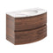 Crosswater Svelte 800mm Double Drawer Wall Hung Vanity Unit With Calcutta Marble Effect Basin American Walnut