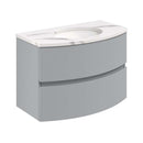 Crosswater Svelte 800mm Double Drawer Wall Hung Vanity Unit With Calcutta Marble Effect Basin Storm Grey Matt