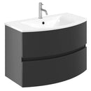 Crosswater Svelte 800mm Double Drawer Wall Hung Vanity Unit With Cast Mineral Marble Basin Onyx Black