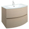 Crosswater Svelte 800mm Double Drawer Wall Hung Vanity Unit-With Ice White Glass Basin Castilla Oak