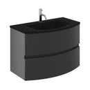 Crosswater Svelte 800mm Double Drawer Wall Hung Vanity Unit With Midnight Black Glass Basin Onyx Black