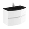 Crosswater Svelte 800mm Double Drawer Wall Hung Vanity Unit With Midnight Black Glass Basin White Gloss