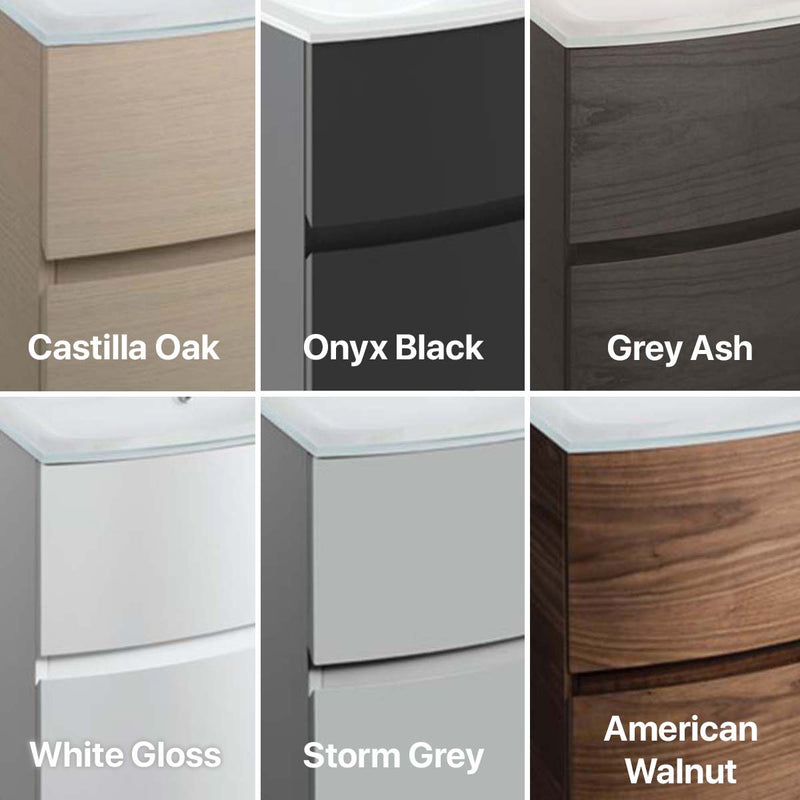 Crosswater Svelte 1000mm Double Drawer Wall Hung Vanity Unit With Ice White Glass Basin Colours