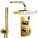 Crosswater Union 2 Outlet Thermostatic Shower Valve With Handset and Wall Mounted Overhead Union Brass