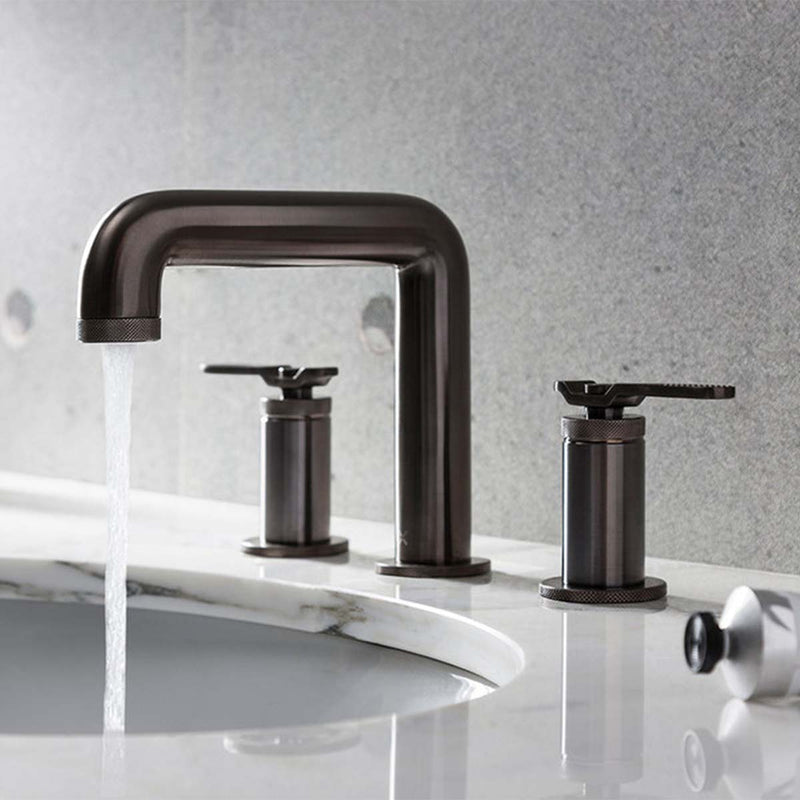 Crosswater Union 3 Hole Basin Mixer Tap With Lever Handles Brushed Black Chrome Lifestyle