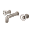 Crosswater Union Basin 3 Hole Wall Mounted Tap with Round Handles Brushed Nickel