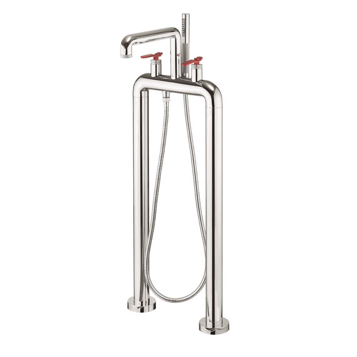 Crosswater Union Bath Shower Mixer With Red Lever Handles Chrome