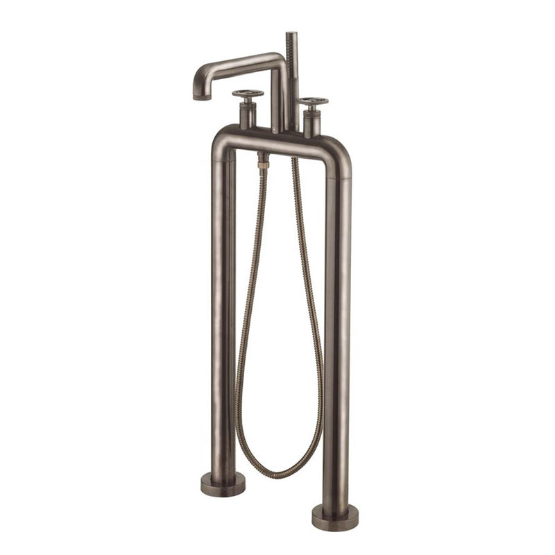 Crosswater Union Bath Shower Mixer With Wheel Handles Brushed Black Chrome