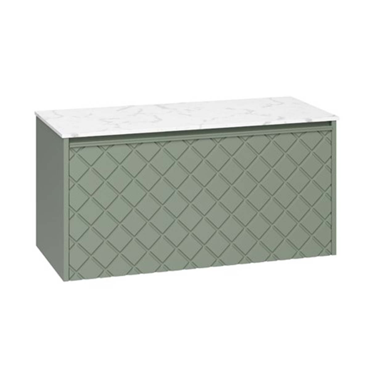 Crosswater Vergo 1000mm Single Drawer Wall Hung Vanity Unit With Worktop Sage Green