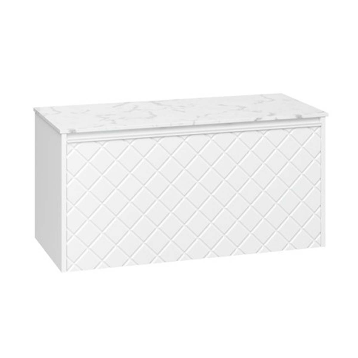 Crosswater Vergo 1000mm Single Drawer Wall Hung Vanity Unit With Carrara Worktop Matt White