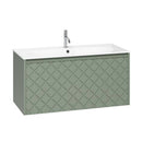Crosswater Vergo 1000mm Single Drawer Wall Hung Vanity Unit With Cast Mineral Marble Basin Sage Green