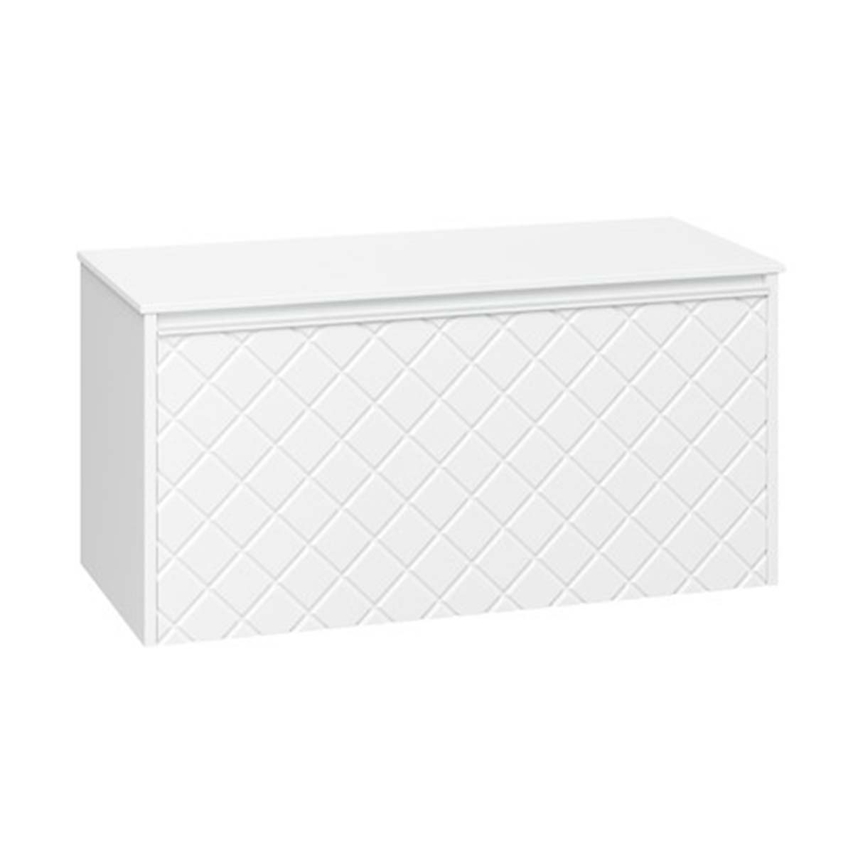 Crosswater Vergo 1000mm Single Drawer Wall Hung Vanity Unit With Polar White Worktop Matt White