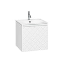 Crosswater Vergo 500mm Single Drawer Wall Hung Vanity Unit With Cast Mineral Marble Basin Matt White