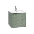 Crosswater Vergo 500mm Single Drawer Wall Hung Vanity Unit With Cast Mineral Marble Basin Sage Green