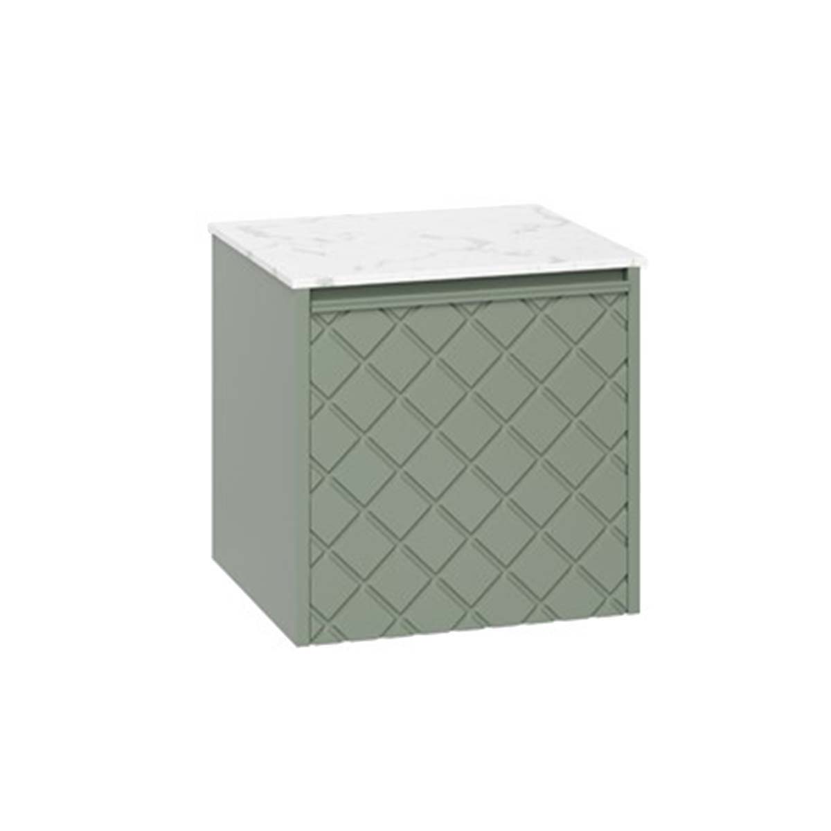 Crosswater Vergo 500mm Single Drawer Wall Hung Vanity Unit With Worktop Sage Green