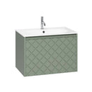 Crosswater Vergo 700mm Single Drawer Wall Hung Vanity Unit With Cast Mineral Marble Basin Sage Green