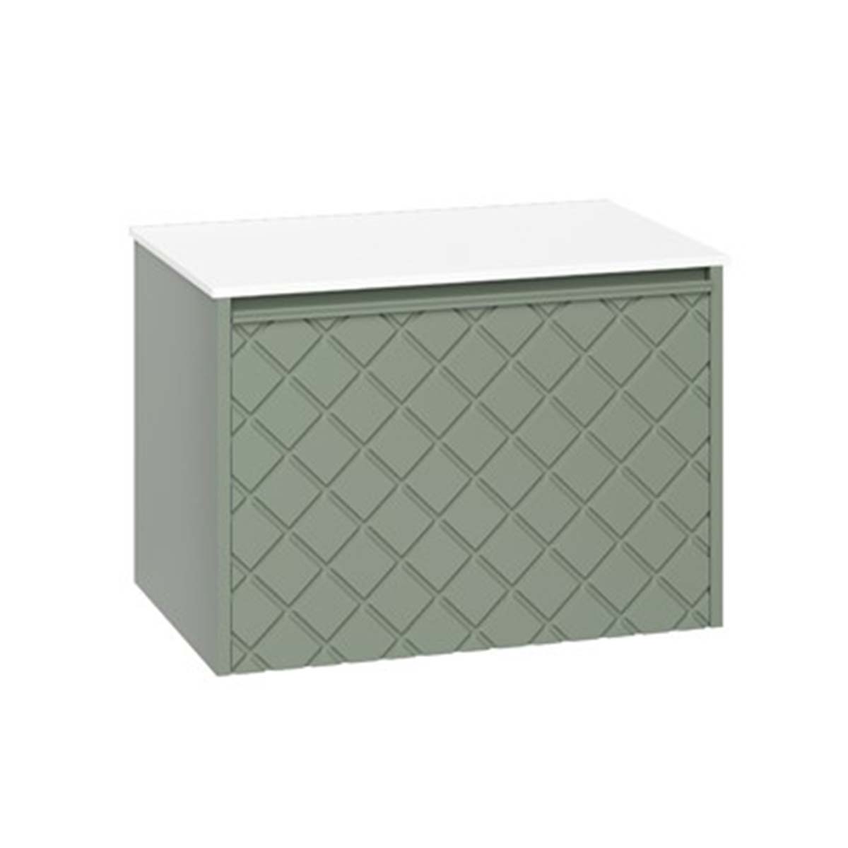 Crosswater Vergo 700mm Single Drawer Wall Hung Vanity Unit With Worktop Sage Green