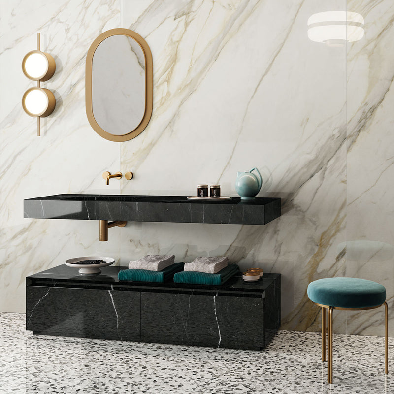 Deluxe Calacatta Oro Marble Effect Porcelain Feature